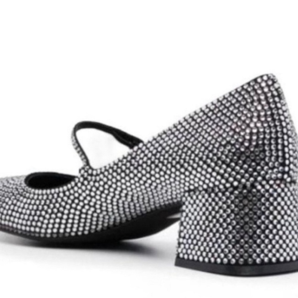 Jeffrey Campbell Mary Jane Ballet Regal Rhinestone Block Pumps Black like size 7